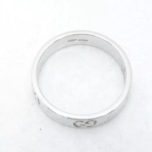 Authentic GUCCI Icon Ring K18 WG US:5 White Gold